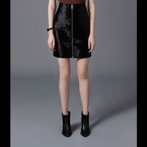 AllSaints leather/ calf hair skirt
